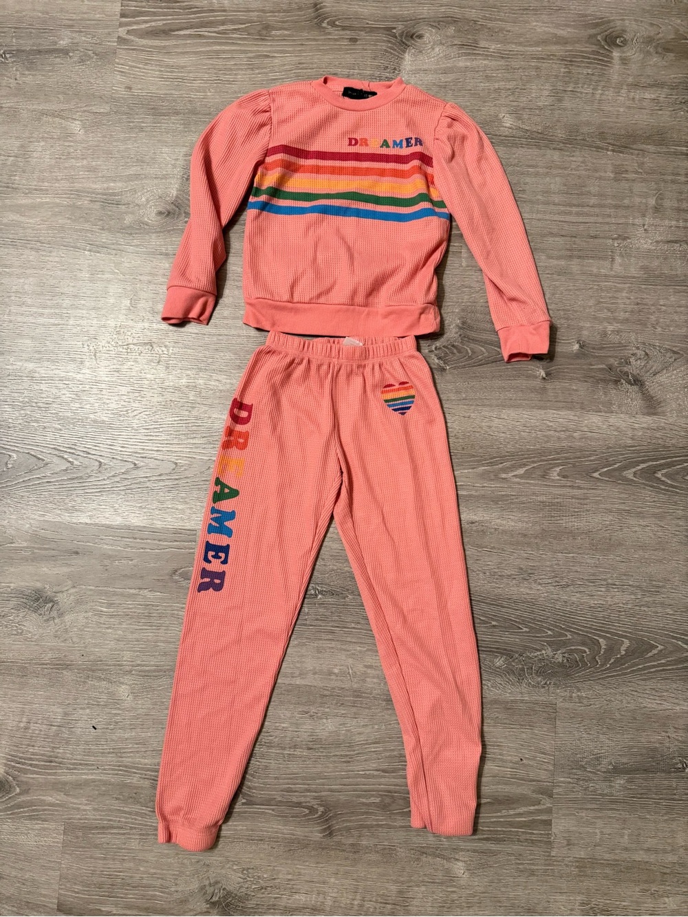 Coral 'Dreamer' Girls Sweatpants & sweatshurt Set - Rainbow Accent
